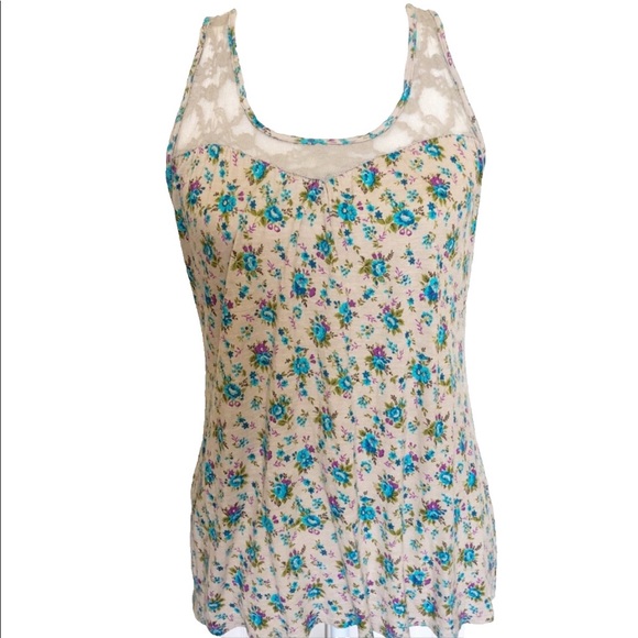 Full Tilt Tops - Full Tilt Medium Floral Sweetheart lace tank top